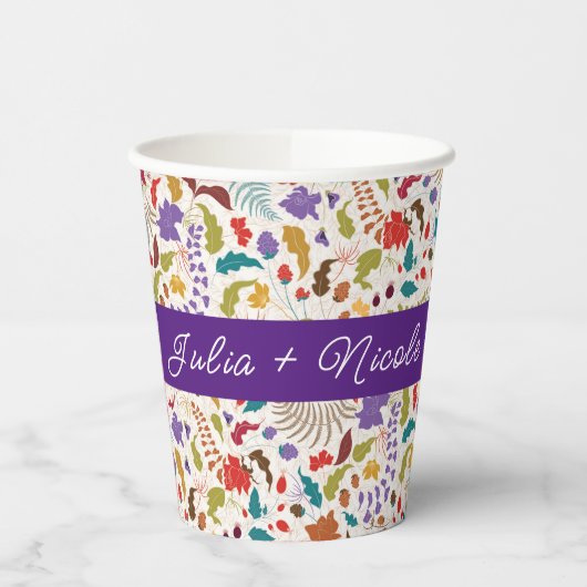 ワイルドバラウッズエキゾチック花ガーデン結婚ズ 紙コップ (左)