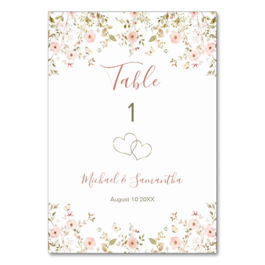 ワイルドバラカントリーウェディング テーブルナンバー (正面)