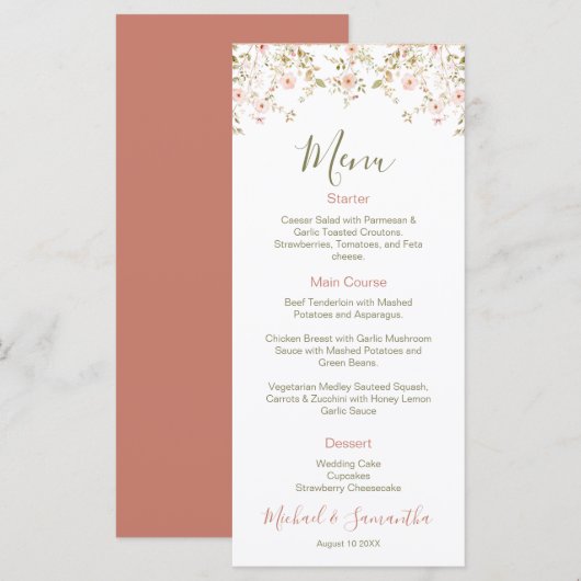 ワイルドバラカントリーウェディング メニュー (正面/裏面)