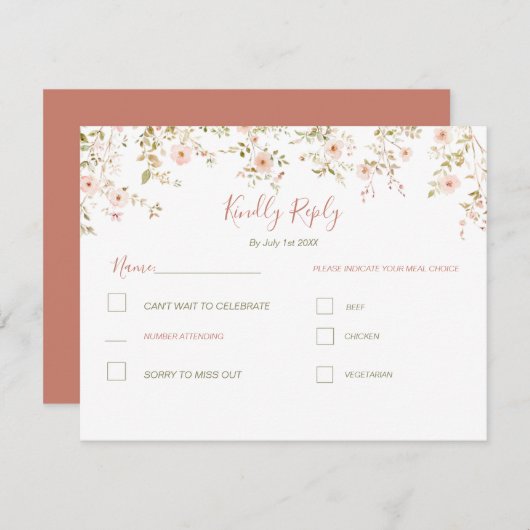 ワイルドバラカントリーウェディング 出欠カード (正面/裏面)