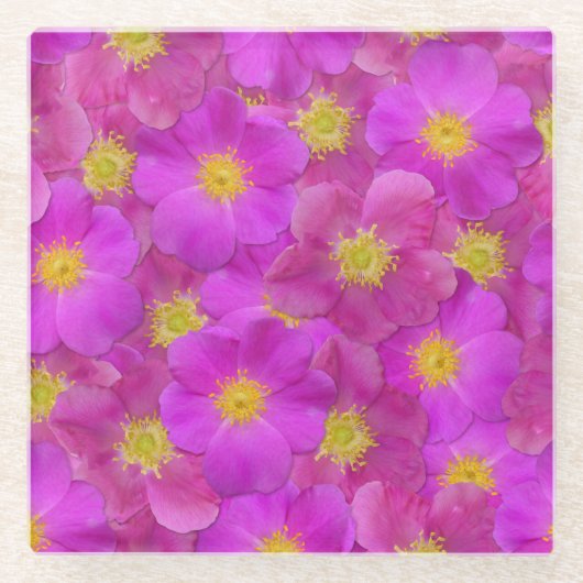 ワイルドバラシームレスパターン ガラスコースター (正面)