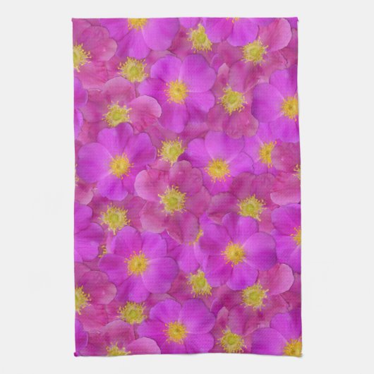 ワイルドバラシームレスパターン キッチンタオル (縦)