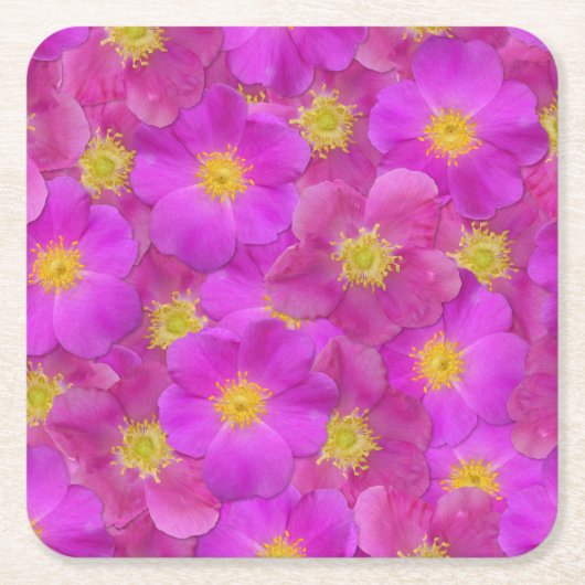 ワイルドバラシームレスパターン スクエアペーパーコースター (正面)