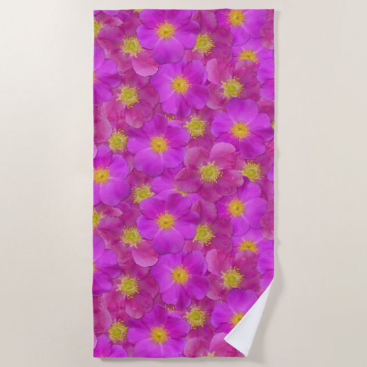 ワイルドバラシームレスパターン ビーチタオル (正面)