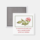 ワイルドバラピンクの水彩花のシンボル マグネット (正面/裏面)