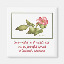 ワイルドバラピンクの水彩花のシンボル マグネット