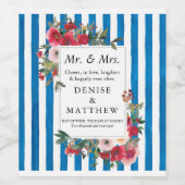 ワイルドバラフランスの&ブルーストライプワインラベル ワインラベル (シングルラベル)