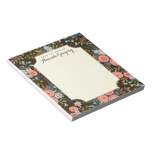 ワイルドバラフローラガーデンパーソナライズされたメモ帳 ノートパッド (アングル)