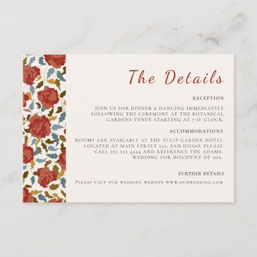 ワイルドバラフローラ花びらガーデンアジ結婚ーズ エンクロージャーカード (正面)