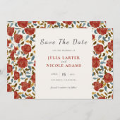 ワイルドバラフローラ花びらガーデンアジ結婚ーズ セーブザデート (正面/裏面)