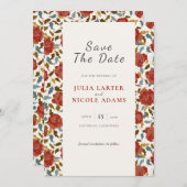 ワイルドバラフローラ花びらガーデンアジ結婚ーズ セーブザデート (正面/裏面)