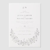 ワイルドバラフローラ花びらガーデンアジ結婚ーズ ベラム紙招待状 (正面)