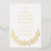 ワイルドバラフローラ花びらガーデンアジ結婚ーズ 箔招待状 (正面)