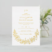 ワイルドバラフローラ花びらガーデンアジ結婚ーズ 箔招待状 (立ち正面)