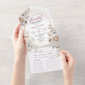 ワイルドバラブライダルシャワーレシピ オールインワン招待状 (貼ってはがせる)