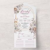 ワイルドバラブライダルシャワーレシピ オールインワン招待状 (内側)