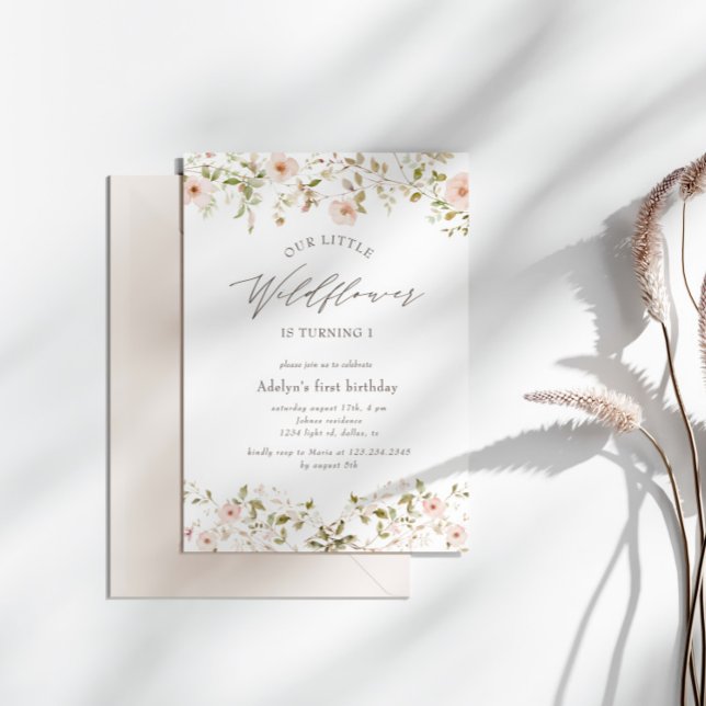 ワイルドバラベビーファースト誕生日フォト招待状 (クリエイターアップロード済み)