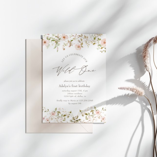 ワイルドバラベビーファースト誕生日招待状 (クリエイターアップロード済み)