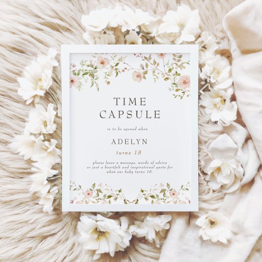 ワイルドバラベビー最初の誕生日時間カプセルサイン ポスター