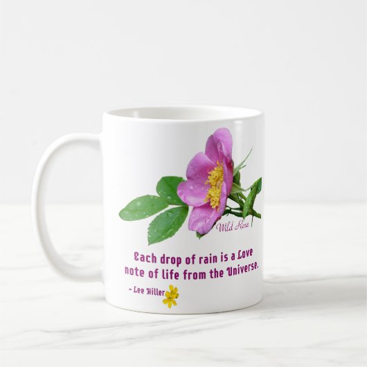 ワイルドバラワイルドフラワーレイン引用文 コーヒーマグカップ (左)