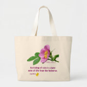 ワイルドバラワイルドフラワーレイン引用文 ラージトートバッグ (正面)