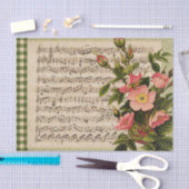 ワイルドバラヴィンテージシート音楽チェックティッシュペーパー 薄葉紙 (クラフト)