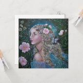 ワイルドバラ妖精の正方形のグリーティングカード カード (正面/裏面インサイチュ)