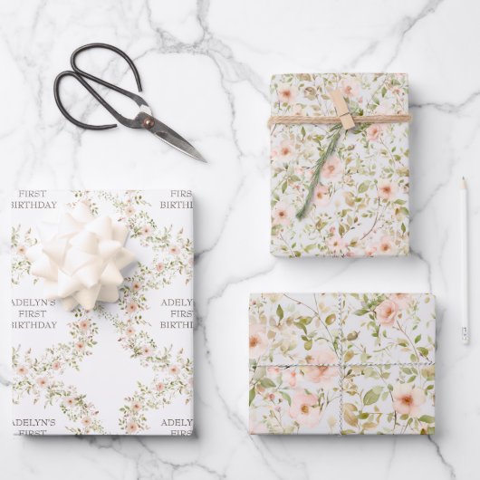 ワイルドバラ子供の誕生日 ラッピングペーパーシート (正面)