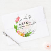 ワイルドバラ手作り石鹸スキンケア製品ラベル ラウンドシール (封筒)