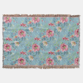 ワイルドバラ数々のカラーオンブルーブランケット スローブランケット