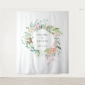 ワイルドバラ結婚ガーランドの写真ブース背景 タペストリー (正面)