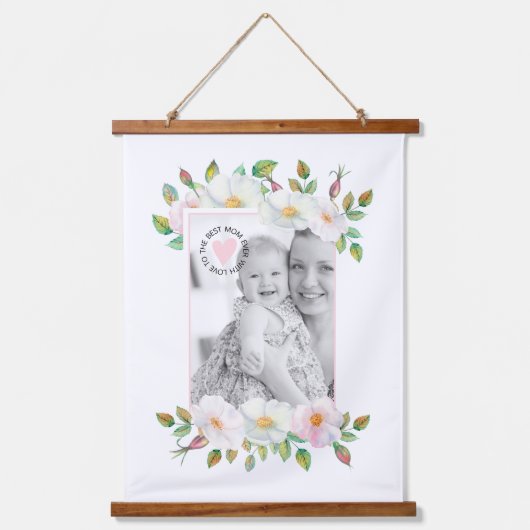 ワイルドバラ縁どスピンクマザーズデイ写真 吊り下げ型タペストリー (正面)