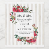 ワイルドバラ&スノーホワイトストライプワインラベル ワインラベル (シングルラベル)