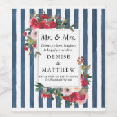 ワイルドバラ&ダークデニムストライプワインラベル ワインラベル (シングルラベル)