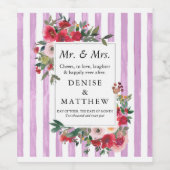 ワイルドバラ&デジタルラベンダーストライプワインラベル ワインラベル (シングルラベル)