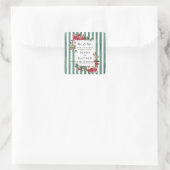 ワイルドバラ&バジルグリーンストライプワインラベル スクエアシール (バッグ)