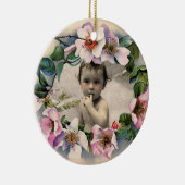 ワイルドバラ、ピンクジェムベビーシャワー写真テンプレート セラミックオーナメント (右)