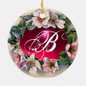 ワイルドバラ、ピンクジェムベビーシャワー写真テンプレート セラミックオーナメント (裏面)