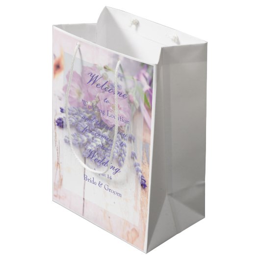 ワイルドバラ&ラベンダーサマーフラワー結婚ズ ミディアムペーパーバッグ (正面アングル)