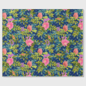 ワイルドバラ，青い背景，ワイルドバラ,バラ，ピンク ラッピングペーパー (フラット)