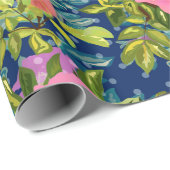 ワイルドバラ，青い背景，ワイルドバラ,バラ，ピンク ラッピングペーパー (ロールコーナー)