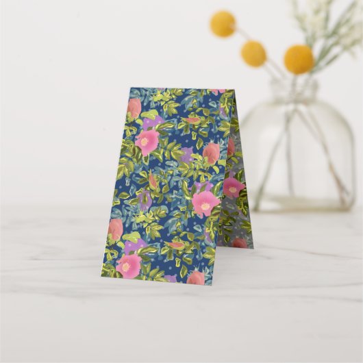 ワイルドバラ，青い背景，ワイルドバラ,バラ，ピンク ロイヤリティカード (正面)