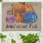 ワイルドバージョン秋ヒョウ印刷カボチャ キッチンタオル (折り畳み)