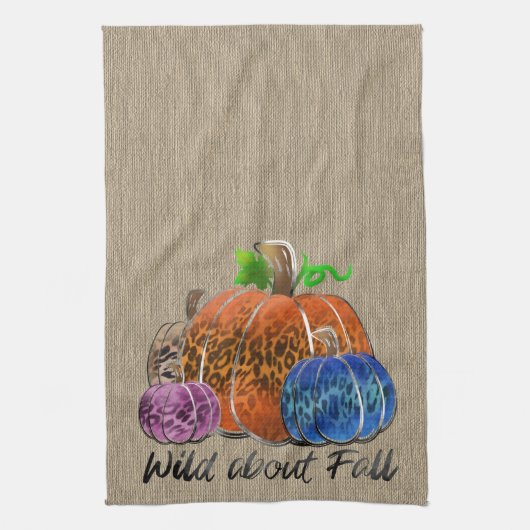 ワイルドバージョン秋ヒョウ印刷カボチャ キッチンタオル (縦)