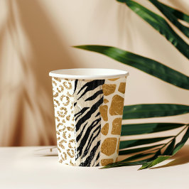 ワイルドバースデーアニマルプリント金ゴールドサファリ 紙コップ