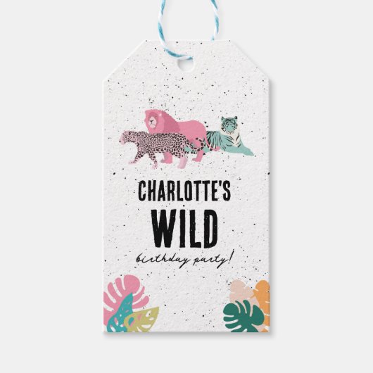 ワイルドバースデーパーティージャングルアニマルズ子供の誕生日 ギフトタグ (正面)