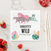 ワイルドバースデーパーティージャングルアニマルズ子供の誕生日 スタンダードランチョンナプキン (インサイチュ)