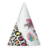 ワイルドバースデーパーティージャングルアニマルズ子供の誕生日 パーティーハット (左)
