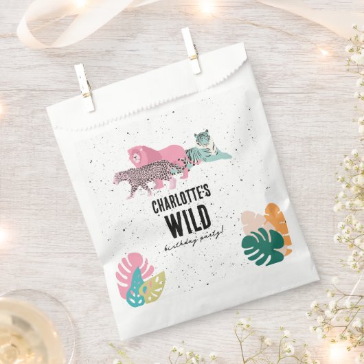 ワイルドバースデーパーティージャングルアニマルズ子供の誕生日 フェイバーバッグ (クリップ留めされた状態)