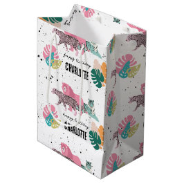 ワイルドバースデーパーティージャングルアニマルズ子供の誕生日 ミディアムペーパーバッグ